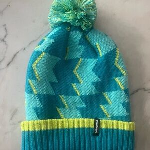Patagonia Teal & Lime Pom-Pom Knit Hat